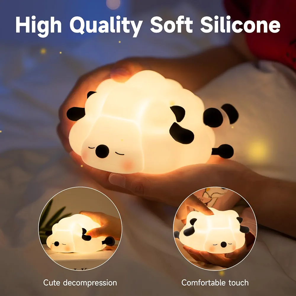 🐑 "Sheep Cute" Veilleuse Mouton🥹 - 🌟 Lampe de nuit en silicone 🤗 3 Modes d