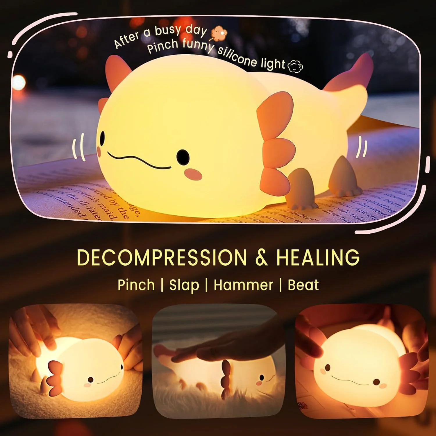 Axolotl 🥺 - 🌟 Lampe de nuit en silicone 🤗 Rechargable 🔋