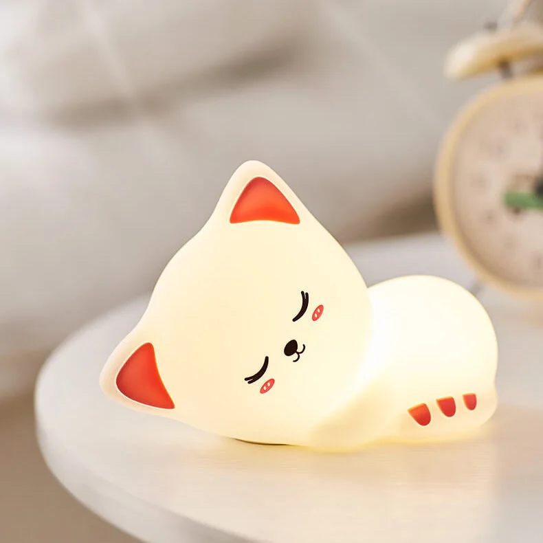 🐱 Chat mignon 🥺 - 🌟 Lampe de nuit en silicone 🤗 RGB Couleur 🌈 Rechargable 🔋