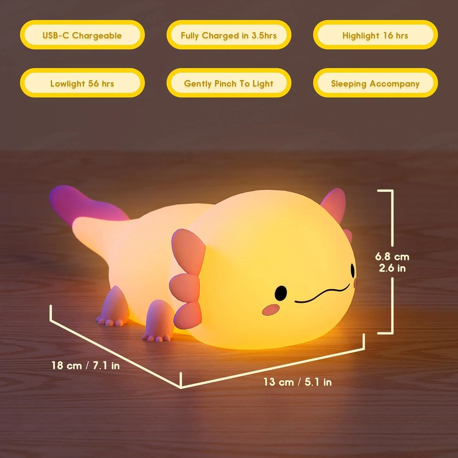 Axolotl 🥺 - 🌟 Lampe de nuit en silicone 🤗 Rechargable 🔋