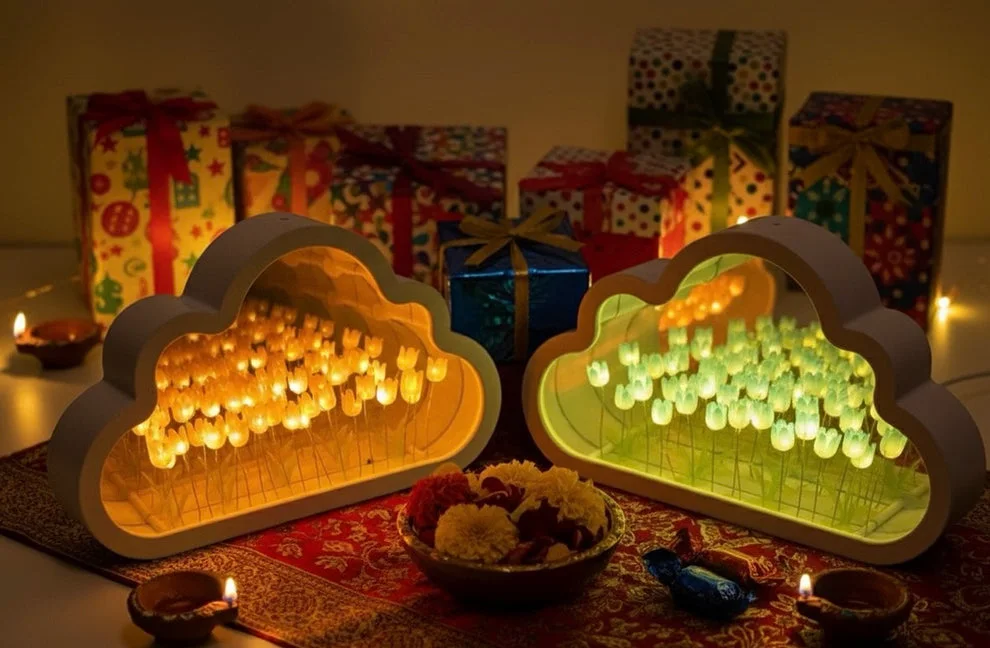 DIX™ - ⭐ LAMPE À FLEUR 🌷 Nuage ☁️ Miroir SANS FIN 🌌