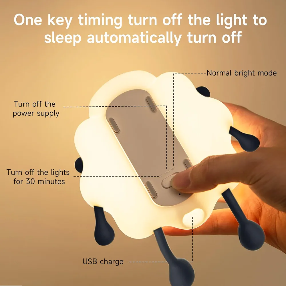 🐑 "Sheep Cute" Veilleuse Mouton🥹 - 🌟 Lampe de nuit en silicone 🤗 3 Modes d
