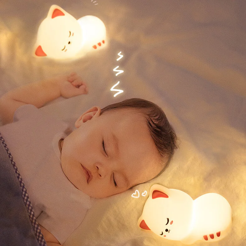 🐱 Chat mignon 🥺 - 🌟 Lampe de nuit en silicone 🤗 RGB Couleur 🌈 Rechargable 🔋