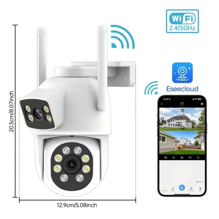 Caméra Intelligente Extérieure ZHXINSD (2-en-1) – Sécurité Ultime avec Technologie WiFi 6 ! 🛡️📡