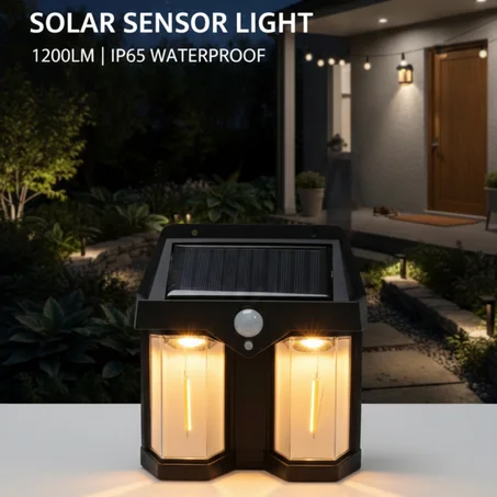 مصباح الحائط الذكي CL-228 بالطاقة الشمسية – إضاءة قوية (1200 لومن) مع مستشعر حركة و3 أوضاع تشغيل
