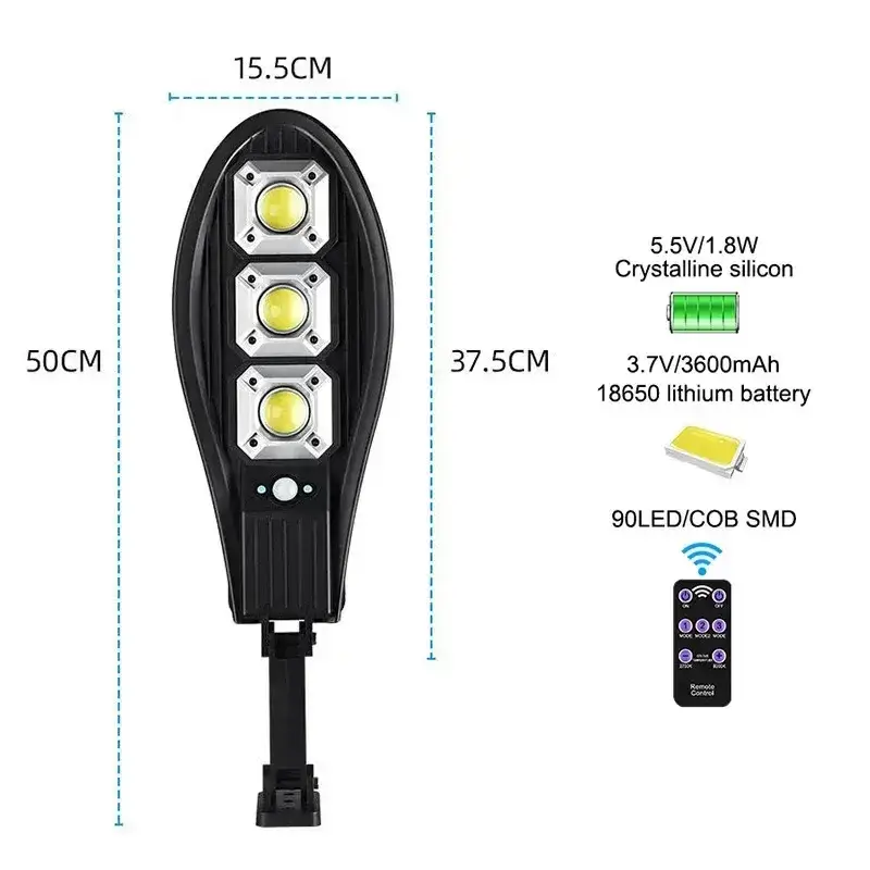 مصباح طاقة شمسية LL-T66 بقوة 200 واط – كشاف شمسي LED خارجي مقاوم للماء IP65 مع جهاز تحكم عن بعد
