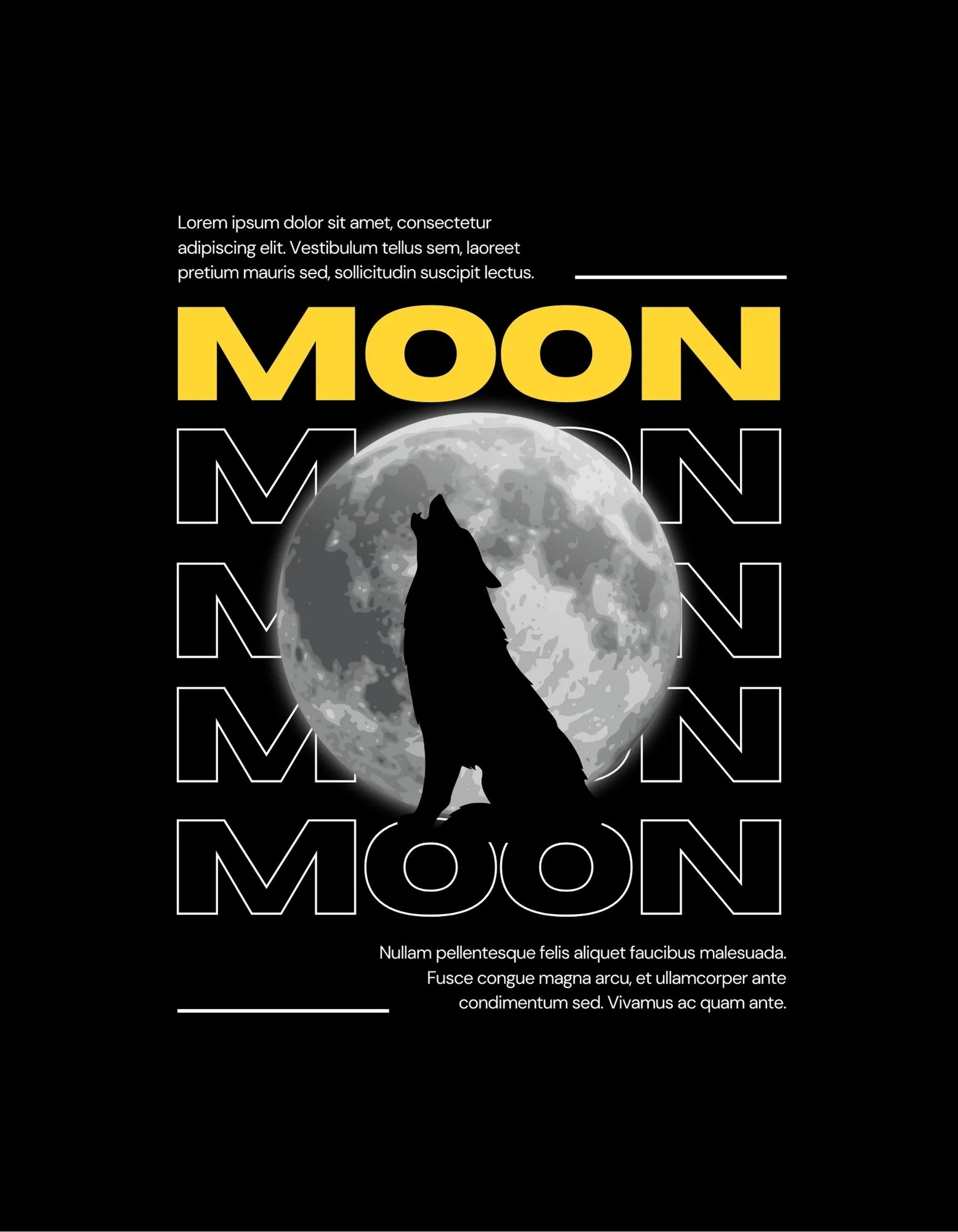 Moon Howling Wolf Graphic T-Shirt