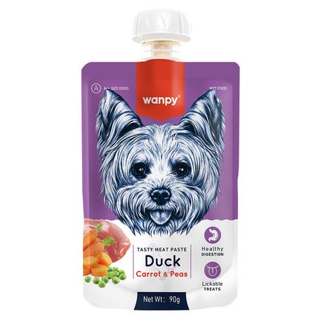 Wanpy Tasty Meat Paste Chien au Canard Frais & Carotte 90 gr