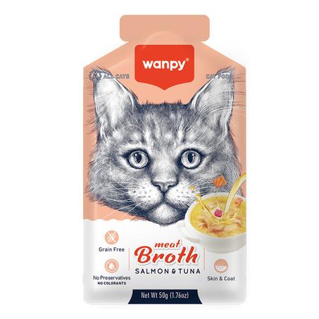 Wanpy Soupe à la Viande de Saumon et de Thon pour Chats 50g