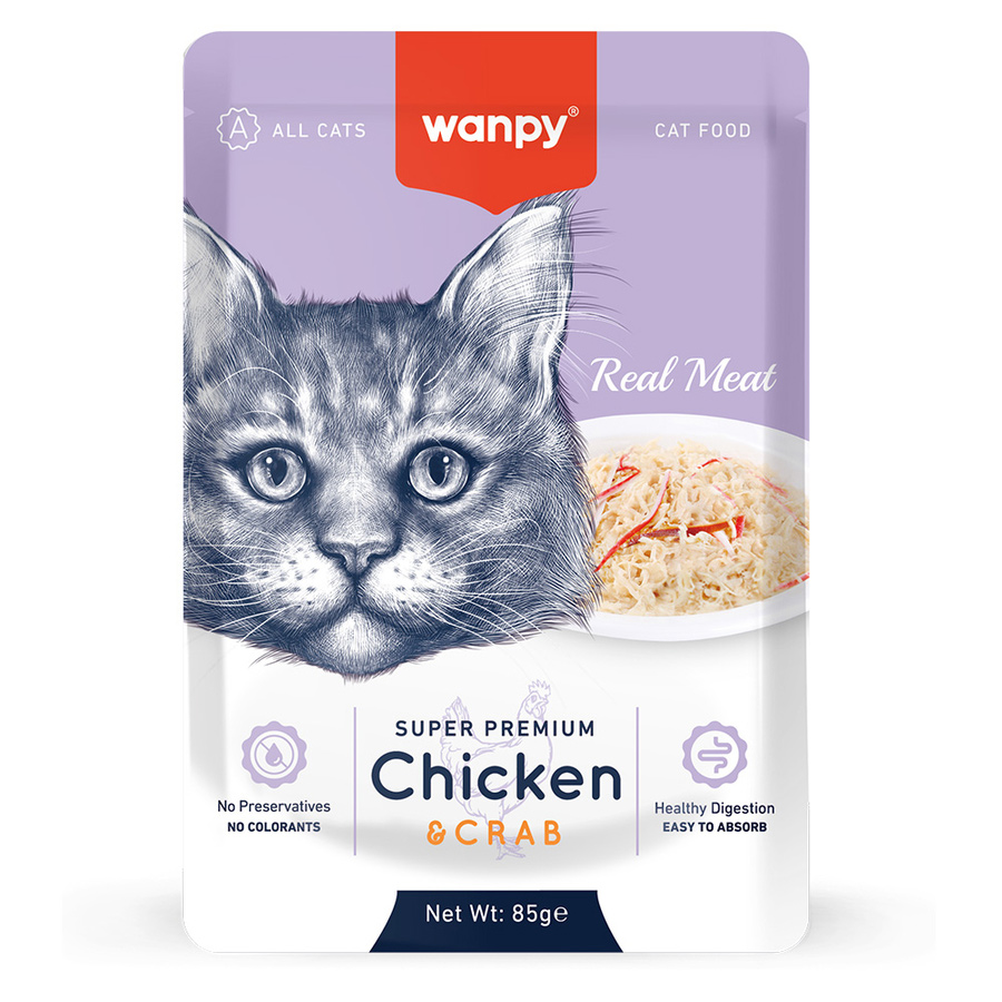 Wanpy Real Meat Poulet & Crab pour Chat 85g