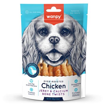 WANPY CHICKEN JERKY & CALCIUM BONE TWISTS 100GR