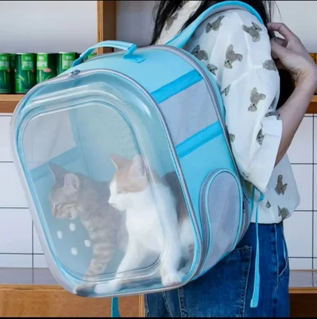 Sac à dos de transport pour chat avec fenêtre transparente et aération optimale