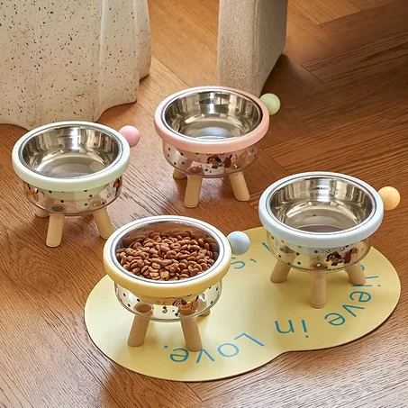 Gamelle surélevée design pour chat et petit chien – Bol en acier inoxydable avec pieds stables