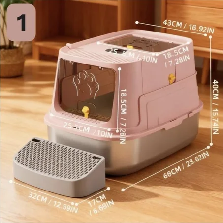 Bac à litière premium – inox hygiénique - Anti-Odeurs et nettoyage facile