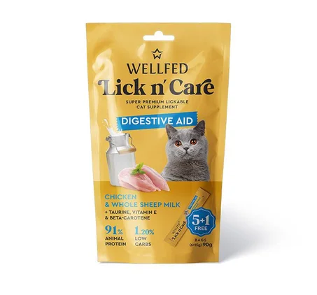 Wellfed Lick n'Care – Complément Alimentaire Crémeux pour Chats | 5 Formules Fonctionnelles (6 × 15 g)