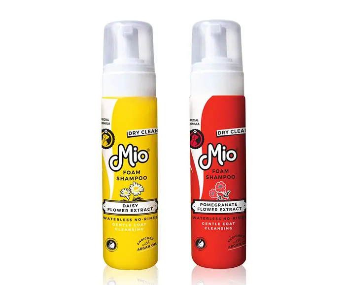 Mio Shampoing sec mousse pour chiens et chats – Nettoyage sans eau, doux et pratique