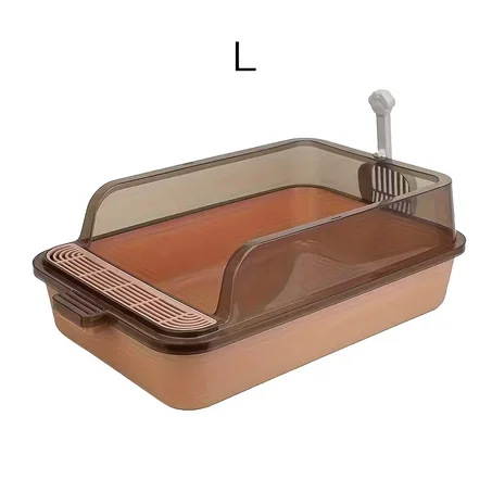 Grand bac à litière hygiénique pour chat 57 cm avec sacs jetables, pelle et rebord anti-débordement