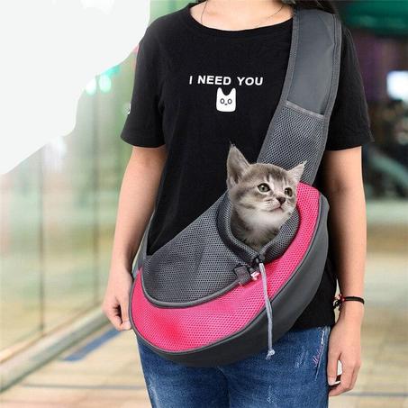 Sac transport chat en maille avec trou pour la tête