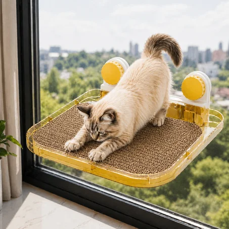 Hamac pour Chat avec Ventouses Puissantes & Surface Griffoir – Confort + Protection des Meubles