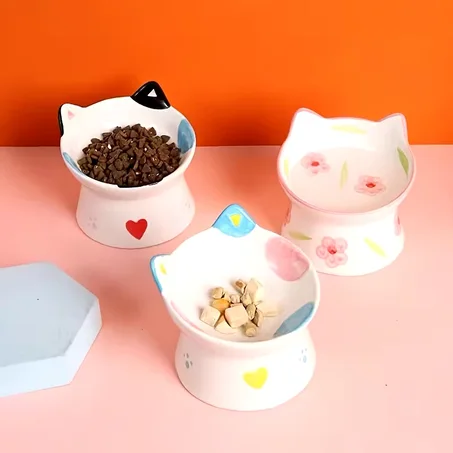 Gamelle en céramique en forme de chat – Bol élégant pour nourriture et eau