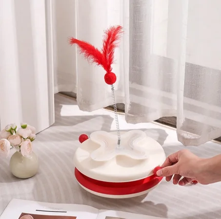 Jouet Interactif pour Chat avec Plume & Balles – Stimulation & Anti-Ennui