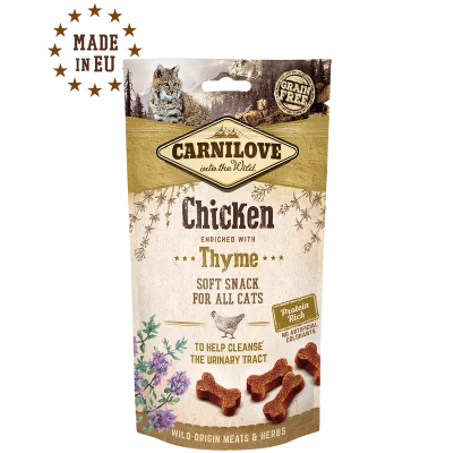 Carnilove Soft Snack au Poulet & Thym pour Chats – Friandise Sans Céréales Riche en Protéines 50g
