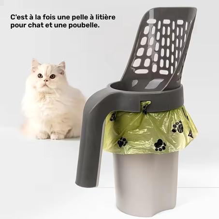 Pelle à Litière pour Chat de Grande Capacité avec Poubelle Intégrée