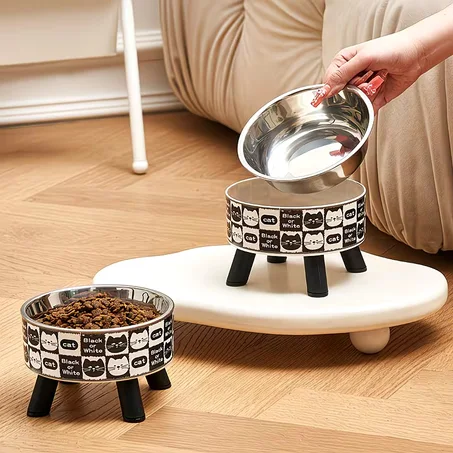 Gamelle Surélevée pour Chat avec Bol en Acier Inoxydable – Confort & Digestion