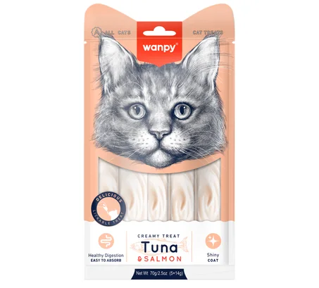 Wanpy Creamy Treat – Snack Crémeux Irrésistible pour Chats (5×14g)