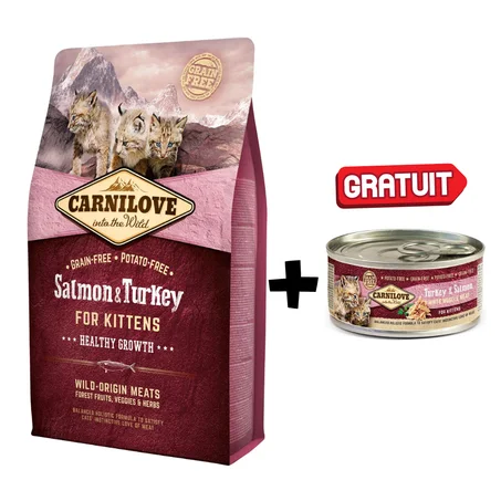 Offre Spéciale Chaton : Croquettes Carnilove Saumon & Dinde + Pâtée OFFERTE 🎁
