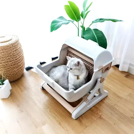 Bac à litière semi-automatique facile à nettoyer pour chat
