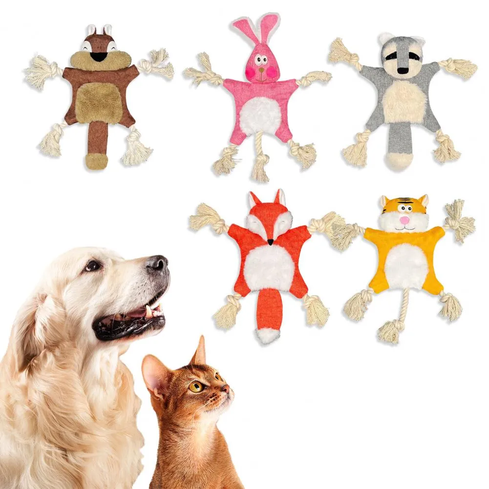 Jouet en peluche durable en forme de dessin animé pour animaux de compagnie - Jouet à mâcher grinçant et résistant aux morsures pour chats et petits chiens.