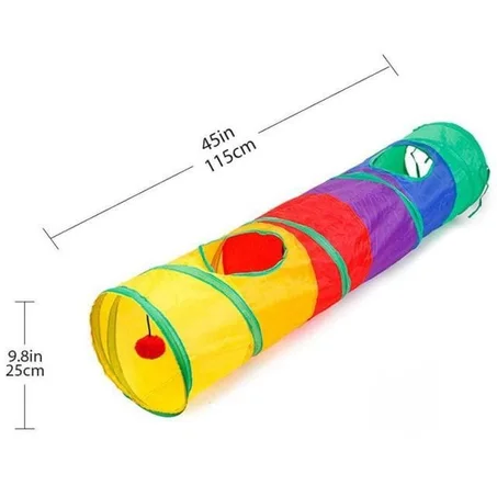 Promo :: Tunnel d’exploration multicolor grand format pour chat 115cm (25cm diamétre)