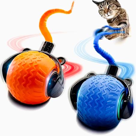 Balle interactive intelligente pour chats avec queue mobile – Jouet amusant pour stimuler la chasse et le jeu quotidien