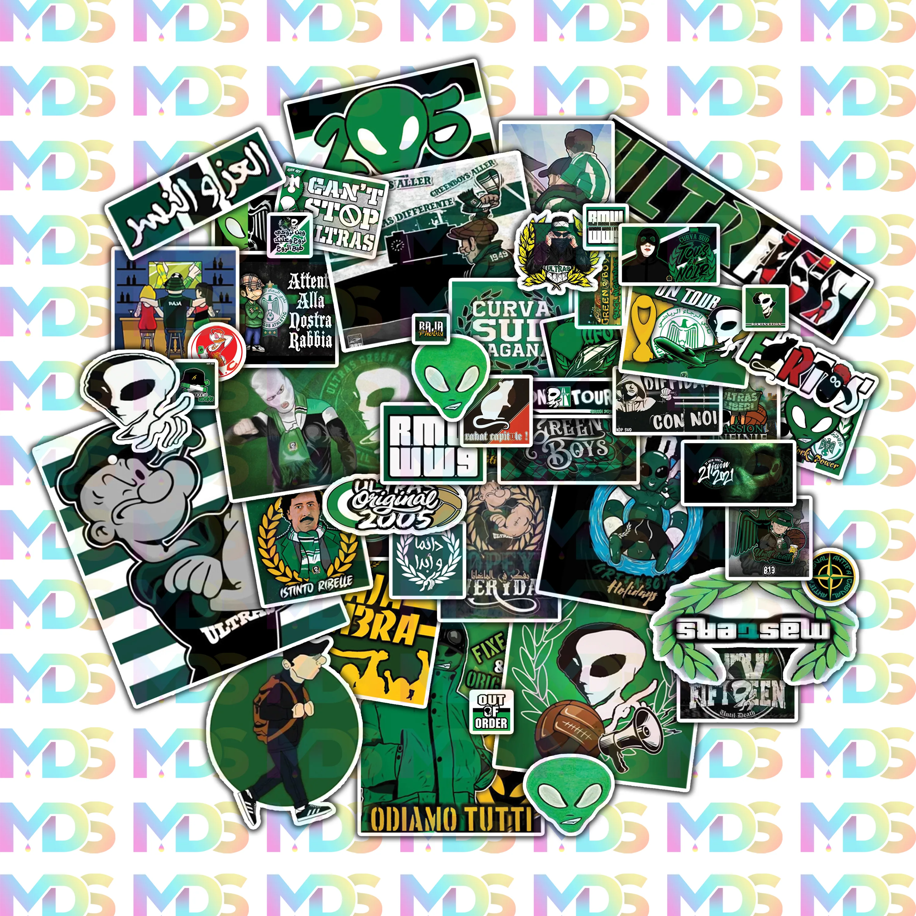 Green Boys 60 pièce Stickers