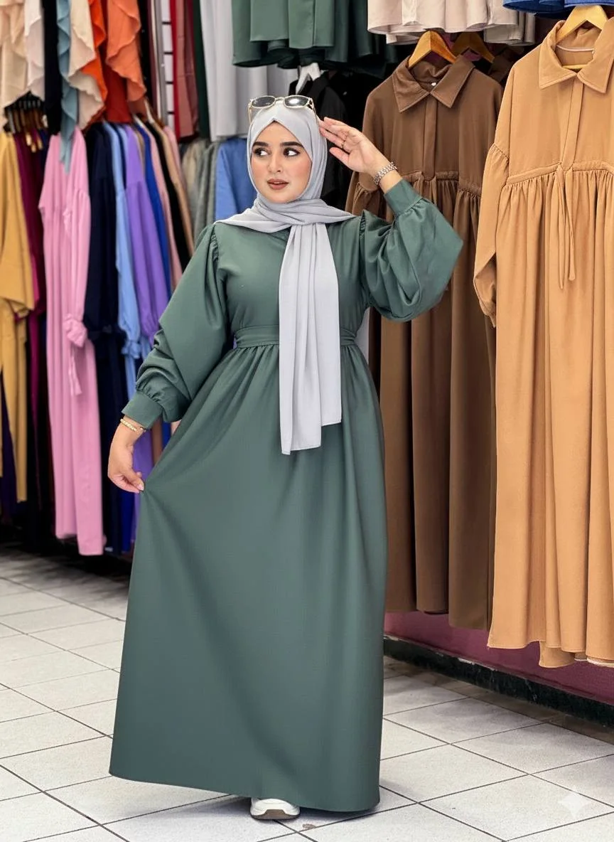 فستان SILYA الشتوي أنيق بالحزام مصنوع من ثوب فو دان Diagonal