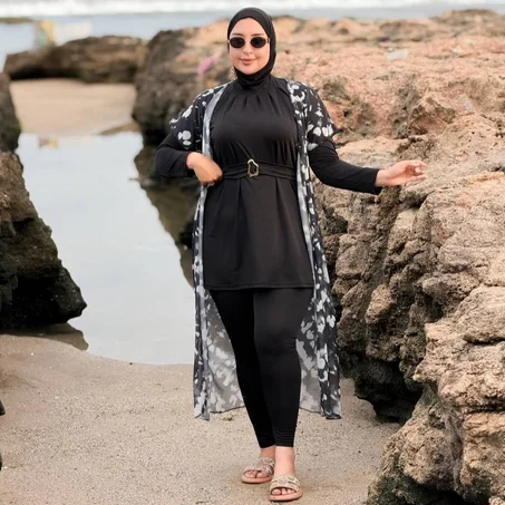 🌟 بوركيني 4 قطع  بالكاش طويل 🌟