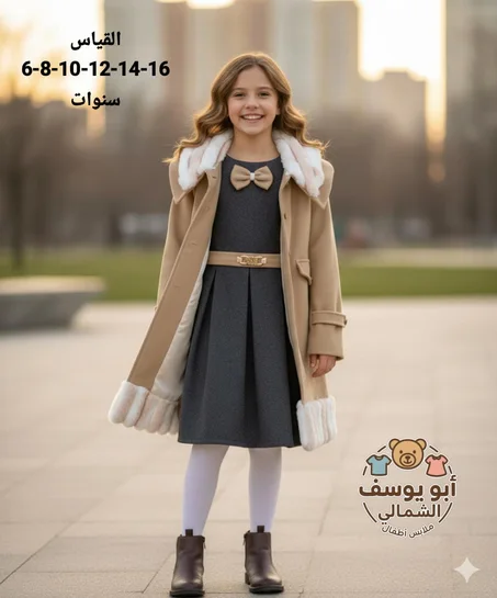 اونسومبل مونطو بالفورير و فستان بالحزام للبنوتات