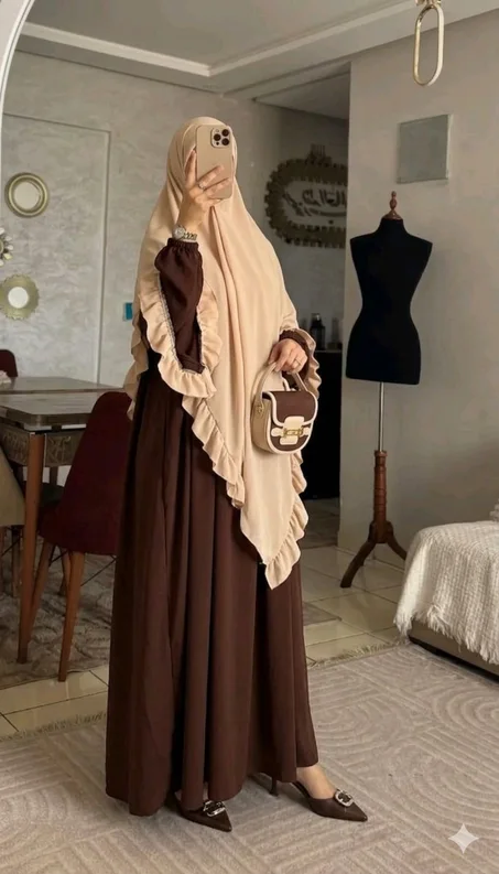 💫طقم عباية + فولار 💫دد doyble manches