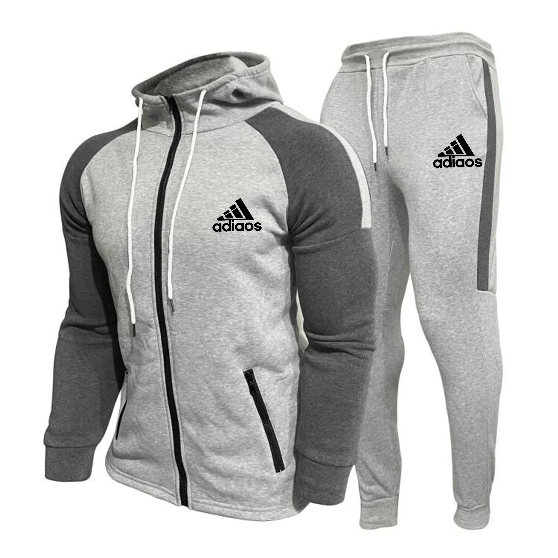 Men's Autumn Winter Sports Sweatshirt Set طقم سويت شيرت رياضي من الصوف الدافئ للرجال