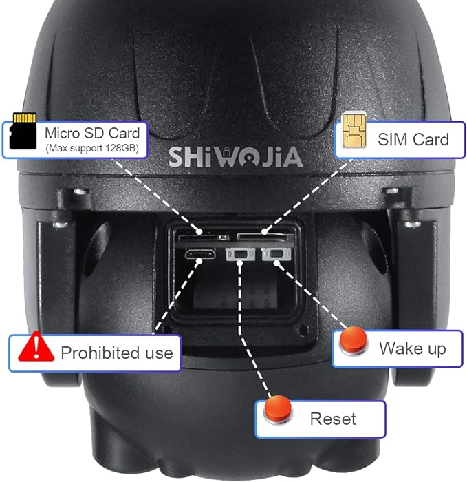 5M  SHIWOJIA Camera Exterieure 4G Solaire Caméra PTZ Camera
