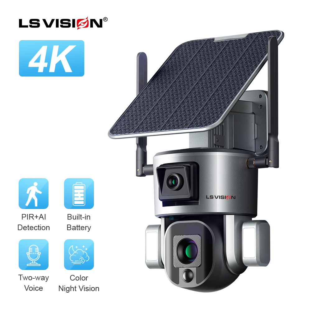 Caméra solaire extérieure à double objectif 4K/8MP Marvelous Series LS-MS1-4G