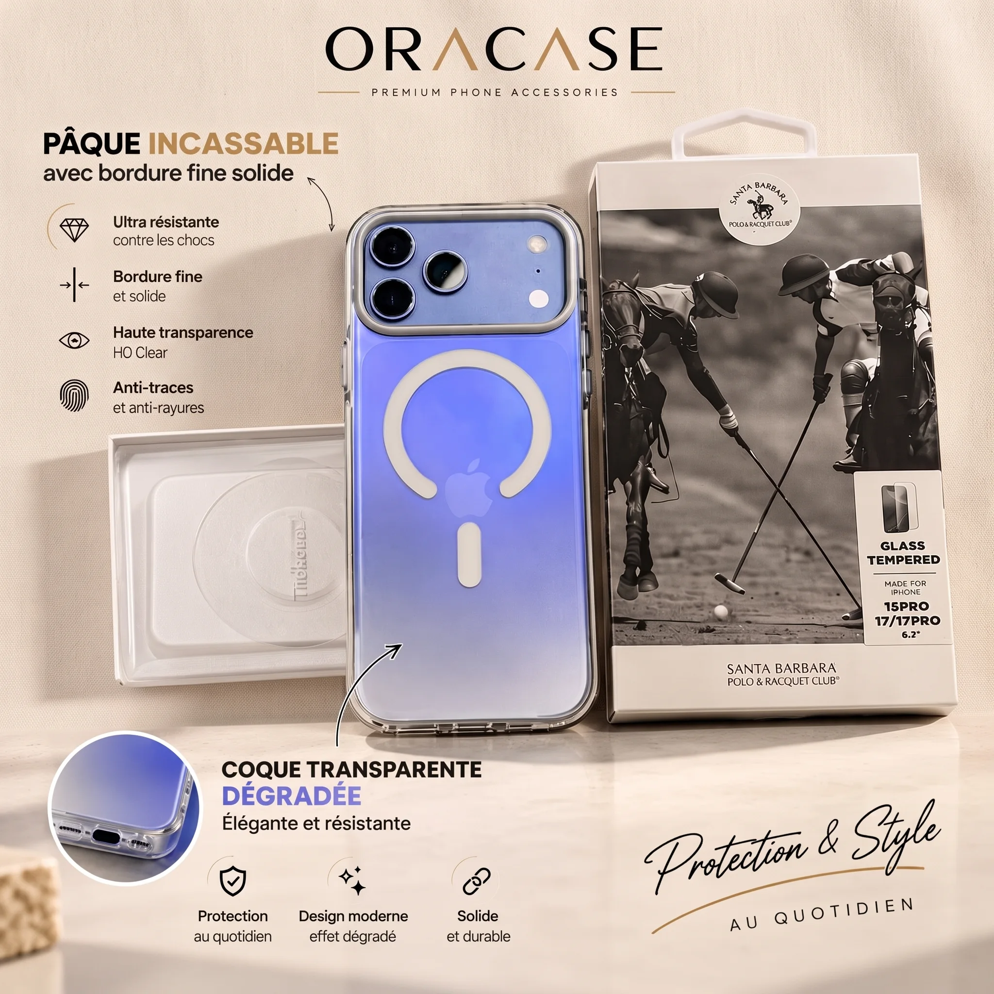 pack pochette pour iPhone + incassable premium