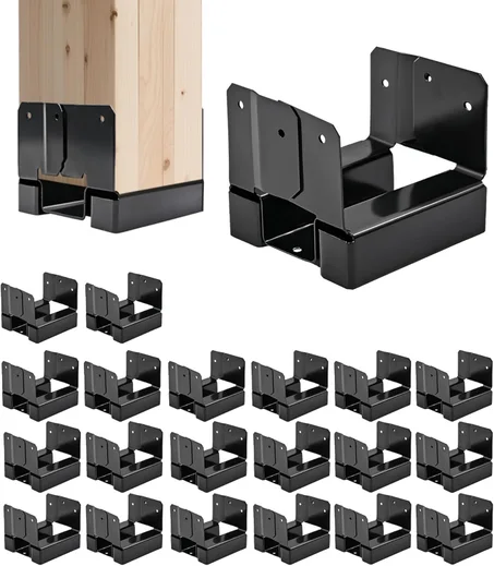 20 bases de poste de 4 x 4 para hormigón, soportes para postes de madera, revestimiento en polvo resistente, prevención de óxido, adecuado para terrazas de terraza, pabellones, escalones, cer