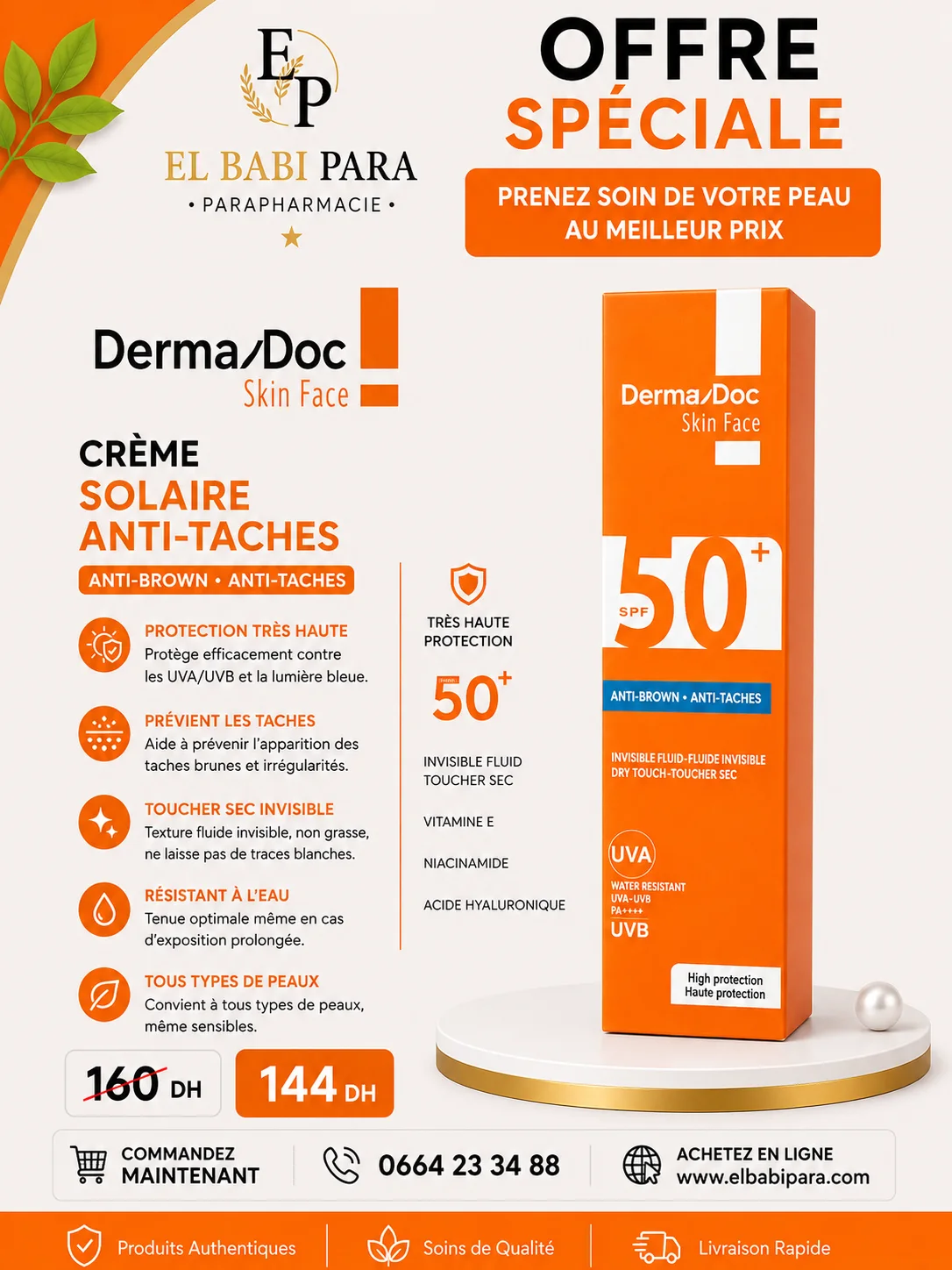 Derma Doc Skin Face CRÈME SOLAIRE ANTI-TACHES ANTI-BROWN • ANTI-TACHES