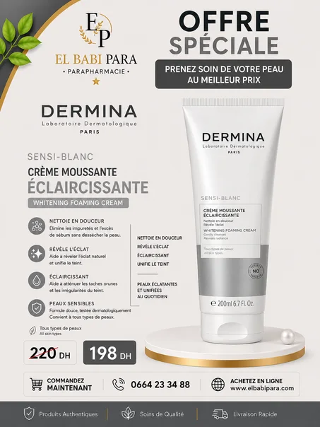 DERMINA Laboratoire Dermatologique PARIS SENSI-BLANC CRÈME MOUSSANTE ÉCLAIRCISSANTE WHITENING FOAMING CREAM
