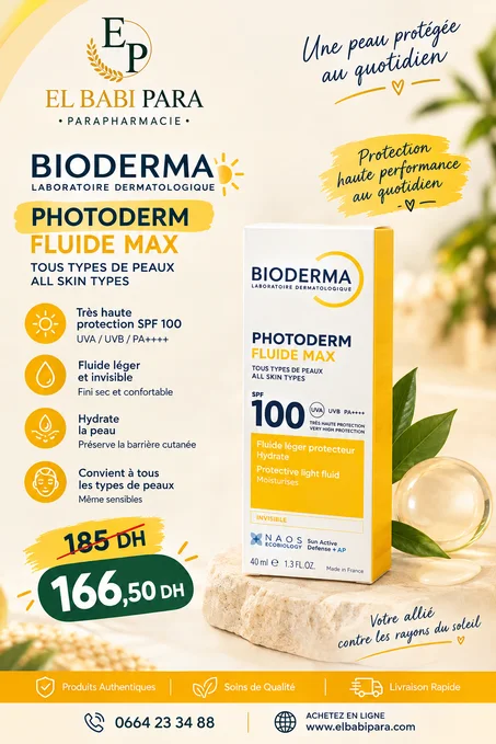 BIODERMA LABORATOIRE DERMATOLOGIQUE PHOTODERM FLUIDE MAX TOUS TYPES DE PEAUX ALL SKIN TYPES