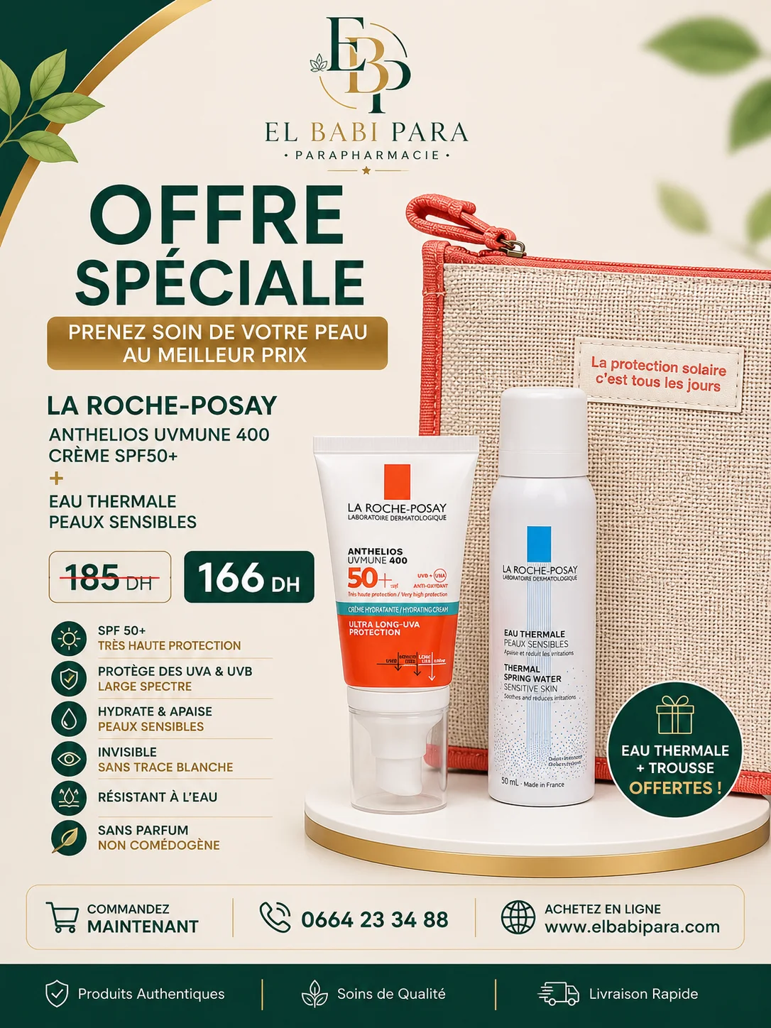 LA ROCHE-POSAY ANTHELIOS UVMUNE 400 CRÈME SPF50+ + EAU THERMALE PEAUX SENSIBLES