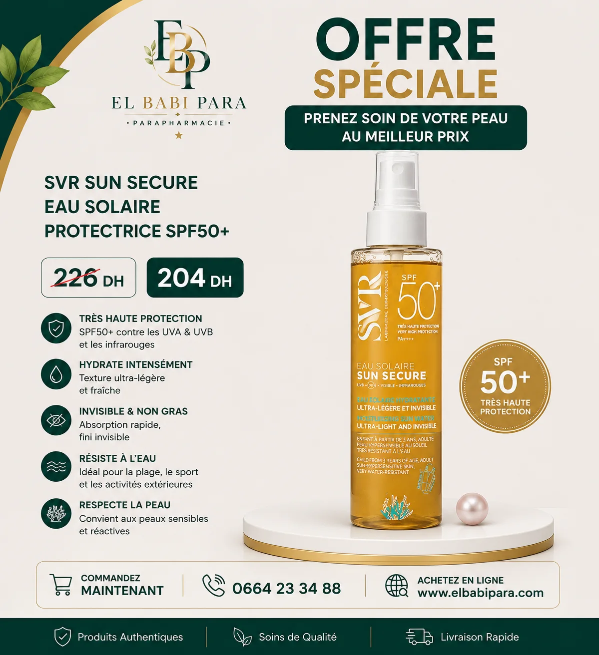 SVR SUN SECURE EAU SOLAIRE PROTECTRICE SPF50