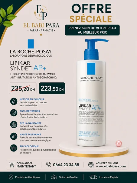 LA ROCHE-POSAY LABORATOIRE DERMATOLOGIQUE LIPIKAR SYNDET AP+ LIPID-REPLENISHING CREAM WASH ANTI-IRRITATION ANTI-SCRATCHING